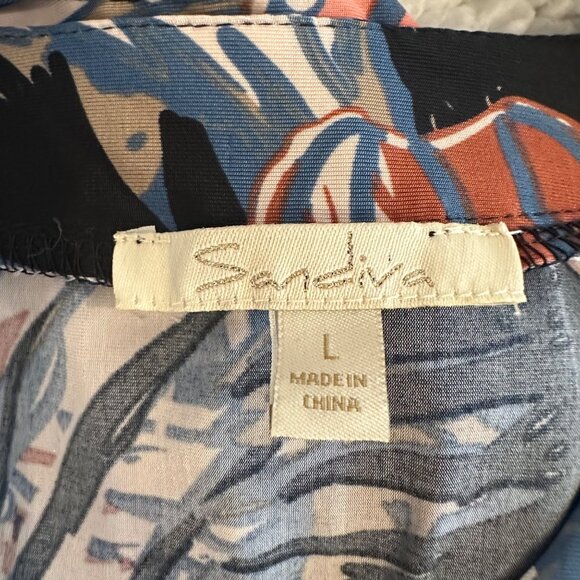 ✨Sandiva Sz L Women's Floral Print Tunic Top With Lace-Up Detail Polyester✨ - Picture 3 of 8